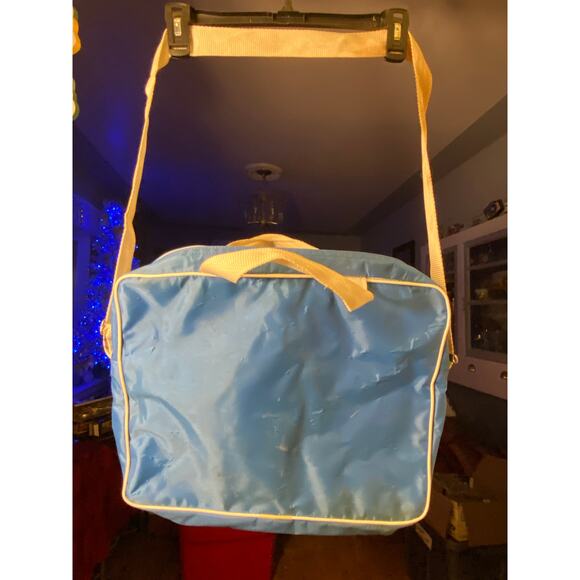 VTG Santa Fe Railroad Messenger Bag w hand and shoulder straps blue white nylon - Picture 3 of 14